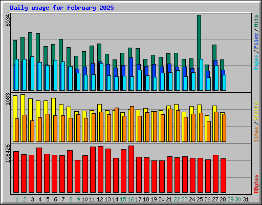 Daily usage for February 2025