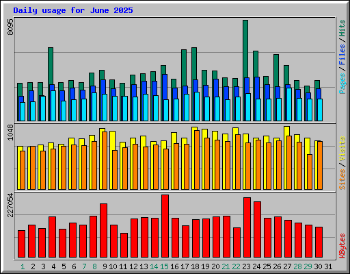 Daily usage for June 2025